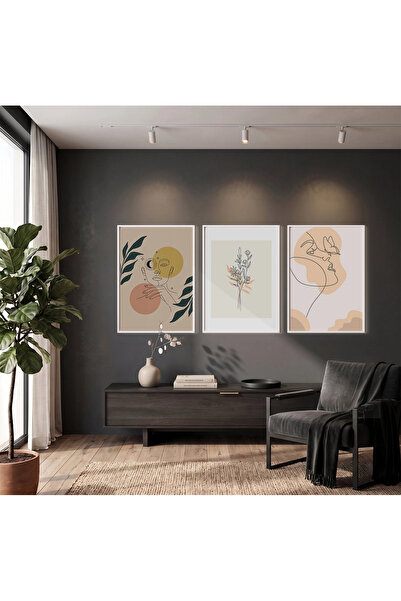 KOLAJTASARIM Bohemian Line Art Portraits Σετ 3 τεμαχίων με λευκό πλαίσιο Πίνα...