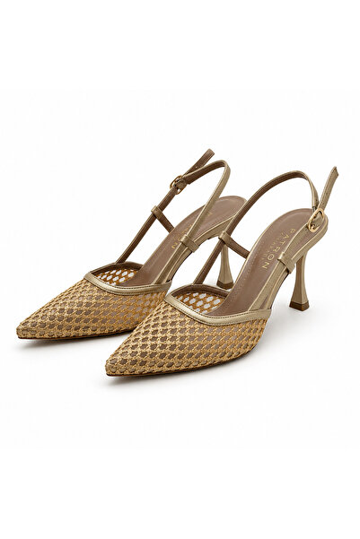 PATRON SHOES Women's Mesh Detailed Pointed-Toe Heeled Shoes – Elegant Strappy...