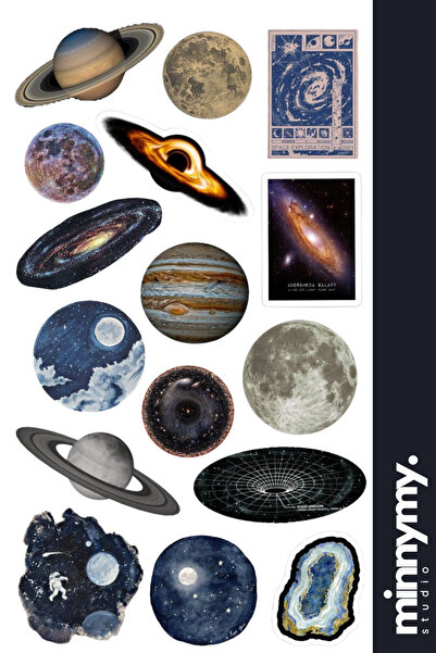 Minnymy Space Collection Sticker, Çıkartma, Ajanda, Günlük, Planlayıcı, Bulle...
