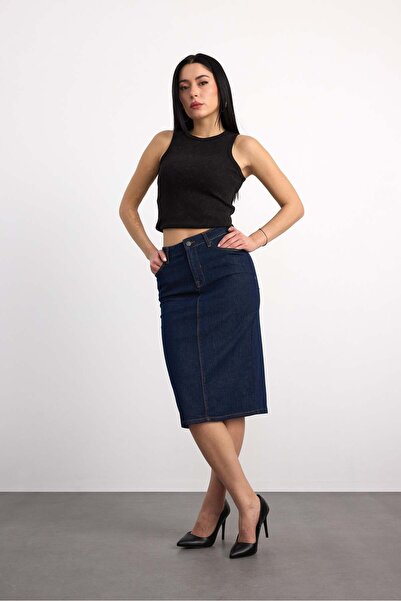 Vigoss Jeans 50286 73604 Women's Regular Fit Midi Denim Skirt 50286-73604