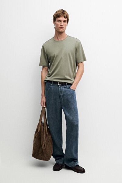 Massimo Dutti Pamuk karışımlı kısa kollu t-shirt