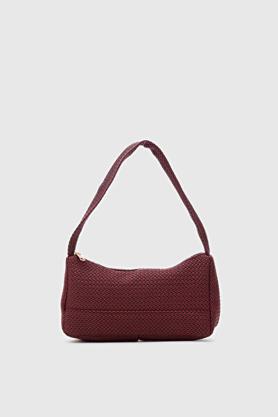 Lavora Bags Linea Hasır Görünümlü Baget Çanta Bordo