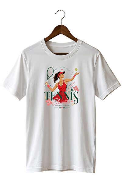 remonz Tennis Racket Printed T-Shirt Floral Sports T-Shirt