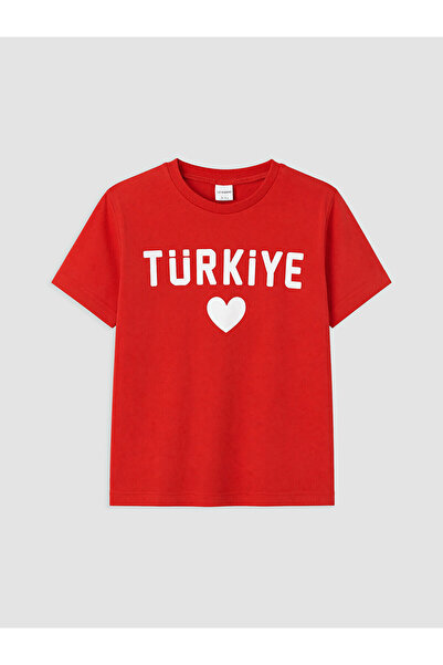 LC Waikiki Vizyon New Season Crew Neck Turkey Printed Girls' T-Shirt