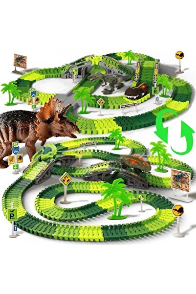 Smart Vibe Set Circuit Dino RacePark 340 Piese Interconectabile, Mașinuță Din...