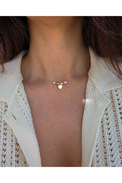 StefBiju Colier Floating Love cu perle de cultura si aur de 14k