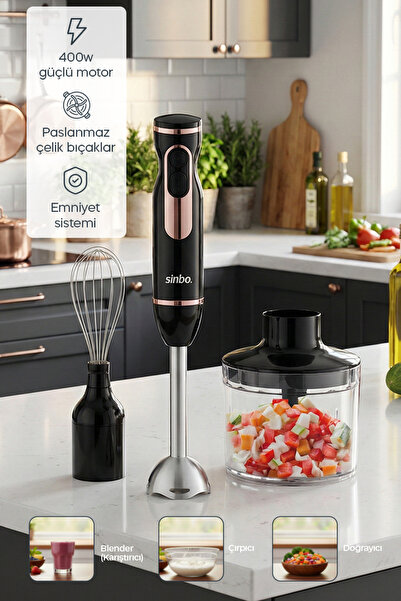 Sinbo SHB-7529 Çok Amaçlı El Blender Seti – Doğrama ve Çırpma Aparatları Dahil