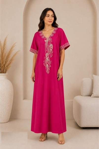 AYOUSH Royal Peacock Embroidered Jalabiya in Gold Rose Color with New Trendy ...