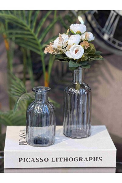 Elta Collection Set de 2 vaze din sticlă fumurie Vază decorativă pentru flori...
