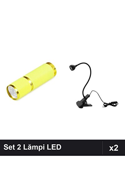 NAİLS Set 2 Lămpi LED Manichiură: Lanternă Mini Galbenă + Lampă Flexibilă 3W ...