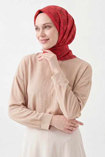 Silk Home Soft Scarf Minimal Motif Red