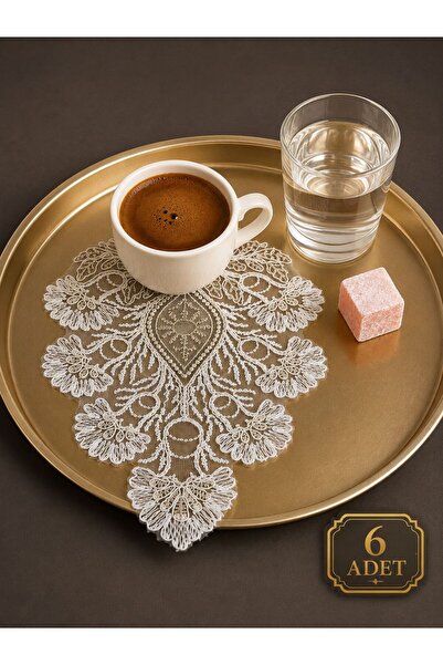 ESTEKS DANTEL Evora Model Decorative Guipure Lace Coffee Cocktail Presentatio...