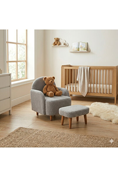 Premium Bulut Teddy Bebek ve Çocuk Koltuk ve Puf Seti - Pembe Buklet Aktivite Köşesi