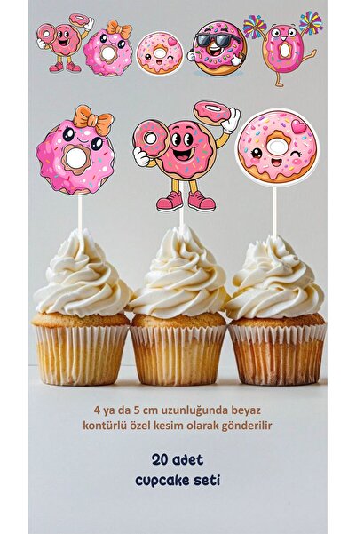 Sinek Kupası Tasarım Donut Themed Concept Toothpick Cupcake Decoration Birthd...