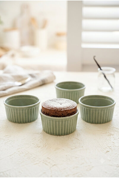 GULHANILE Porselen Moderna 4-Piece Soufflé Bowl Green