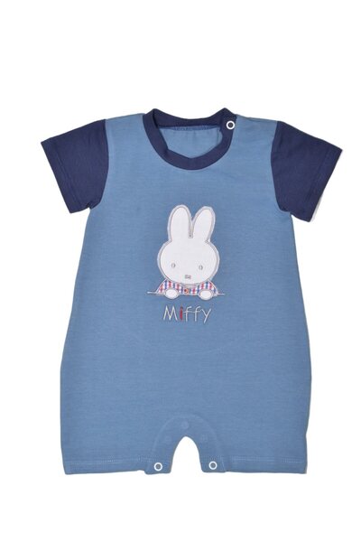 Miffy Des.19 Καλοκαιρινό Ολόσωμο Φορμάκι Μπλε Μεσαίο με Κέντημα 9-12 Μηνών 74...