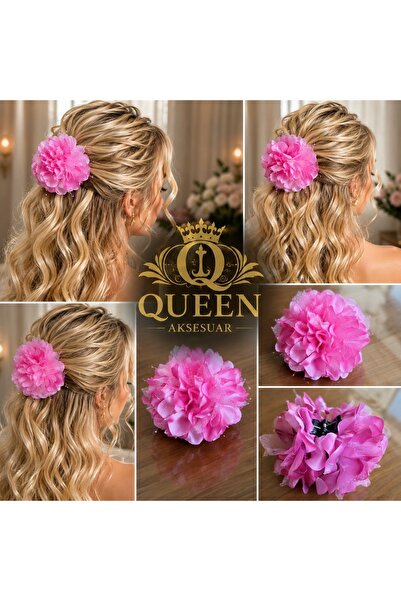 QUEEN AKSESUAR Luxury Large Volume Pink Peony Rose Flower Pearl Hairpin