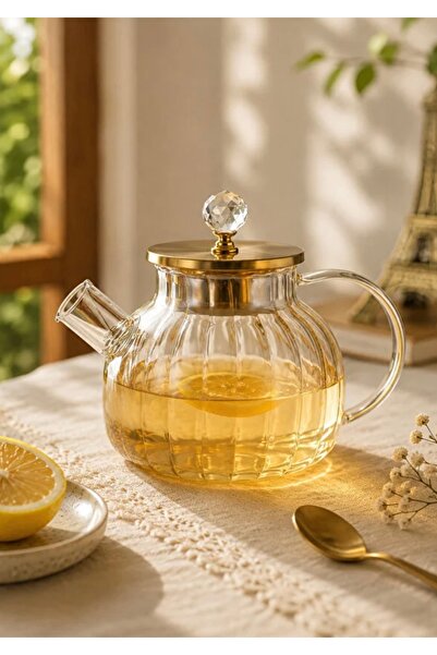 CEZVE HOME Borosilicate Glass Teapot with Crystal Knob, Heat Resistant Herbal...