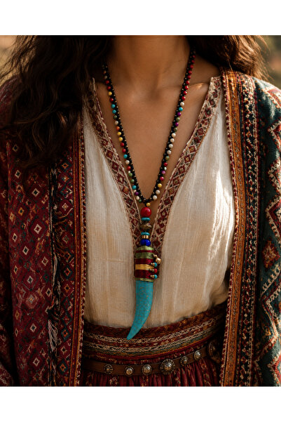 HER ŞEY NOTA www.herseynota.com Zarevna Bohemian Natural Stone Turquoise Toot...