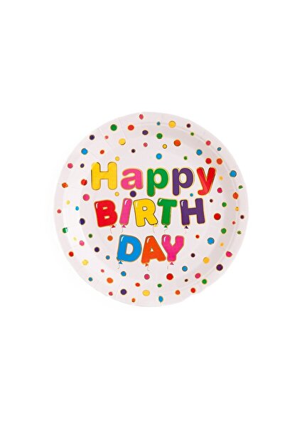 genaja Set 10 Farfurii de Unică Folosință, Imprimeu Happy Birthday, din Carto...