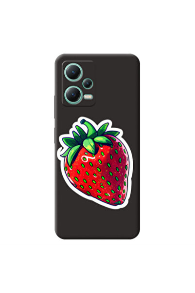 Other Xiaomi Redmi Note 12 Pro 5G strawberry Black Colored Silicone TPU Θήκη