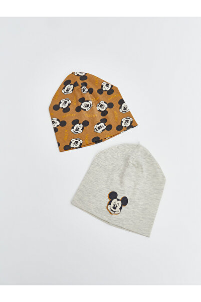 LC Waikiki Set de 2 căciulițe pentru bebeluși băieți, imprimate cu Mickey Mouse