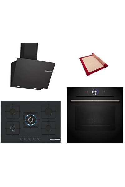 Bosch Black Deluxe 3 lü Ankastre Set 604 ( HBG7563B1- PNQ7B6P31O - DWK66PJ60T...