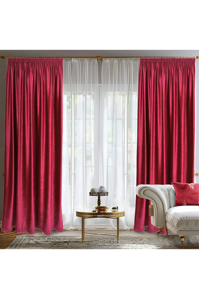 Arasya Home Design Draperie de Catifea Semi-Opaca 70% Rosu
