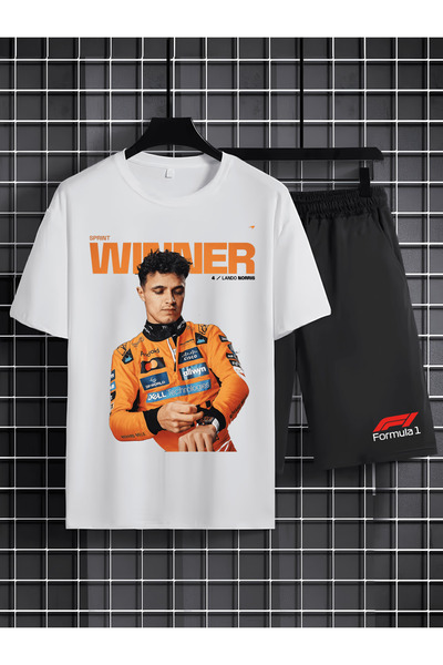 MAGORS طقم تي شيرت وشورت للأطفال مطبوع عليه LANDO NORRIS مصنوع من القطن بنسبة...