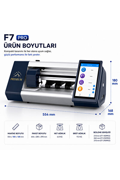 Premium F7 Pro Akıllı Ekran Koruyucu Ve Kaplama Film Kesme Makinesi 7 İnç Dok...