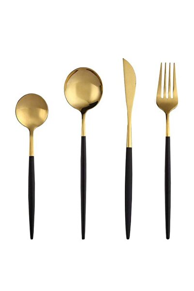 Sunhome 4 Piece Stainless Steel Cutlery Set Black/Gold
