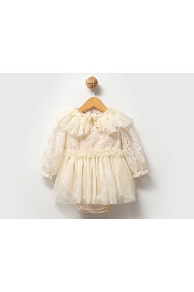 TOGY BABY VE KIDS WEAR Tül Yaka Kız Bebe Romper