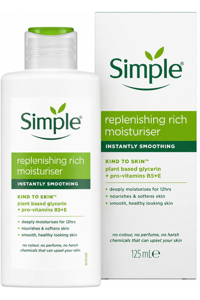 Simple Replenishing Rich Lotion Moisturiser with Pro-Vitamins B5 + E for Nour...