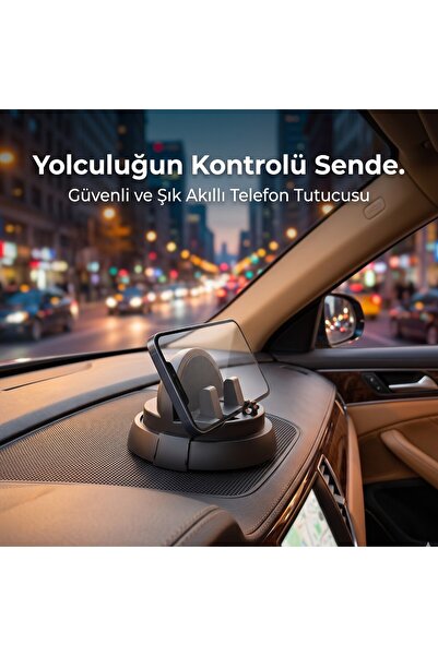 Şık ve Minimalist Araç İçi Telefon Tutacağı, Konsol Üzeri Yatay Stand, Tüm Akıllı Telefonlarla Uyumlu Kaymaz Torpido Tutucu
