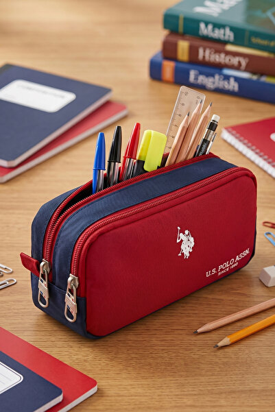 U.S. Polo Assn. 26063-26064-26066-260067 حامل أقلام بفتحتين وعلبة أقلام باللو...
