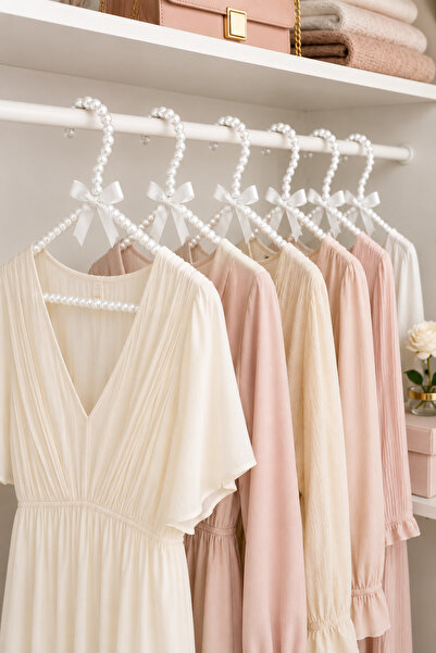 ARVALE Luxury White Pearl Clothes Hanger Decorative Clothing Hanger