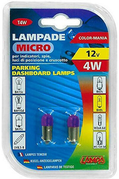 Lampa Λάμπες Αυτοκινήτου Μικρολάμπα Μωβ T4W 12V 4W 2 τεμάχια