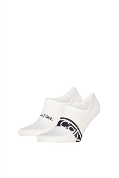 Calvin Klein Men's Low-Cut Logo Detailed Double Pack White Socks
