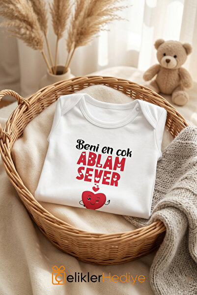 ÇELİKLER HEDİYE My Sister Loves Me the Most Printed Baby Bodysuit 100% Cotton...