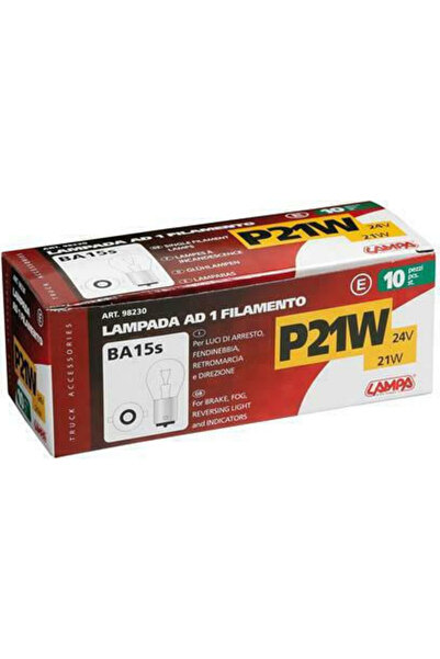 Lampa Λάμπες Αυτοκινήτου Μονού Νήματος P21W-BA15S-1156 24V 21W 10 τεμάχια