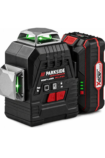 PARKSIDE Nivelă laser cu baterie PKLLP 3360, Laser verde 3 x 360 ° Autonivela...