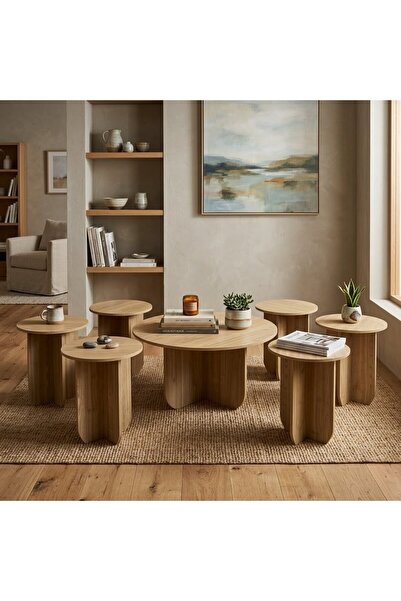 China 6+1 Set Wooden Round Tables Modern Wood Tables Dy160