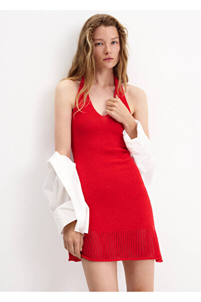 MANGO Woman Halter yaka triko elbise