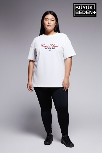 Superlife تي شيرت نسائي كبير الحجم مطبوع عليه جزيرة كابري 3xl-6xl برقبة دائري...
