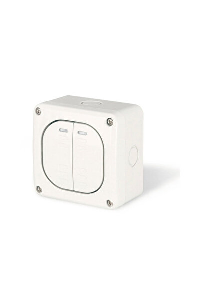 OEM Διπλός διακόπτης Scame IP66 λευκός, με φωτισμό, επίτοιχης τοποθέτησης