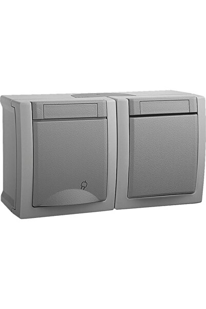 OEM Διακόπτης και πρίζα Panasonic Pacific IP54 γκρι, οριζόντια επιφανειακή το...