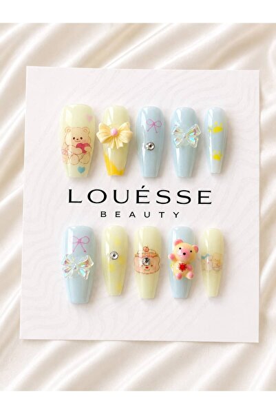Louesse Beauty 3D Kore Ayıcık Takma Tırnak | Press On Nails | Yıldız, Ayıcık,...