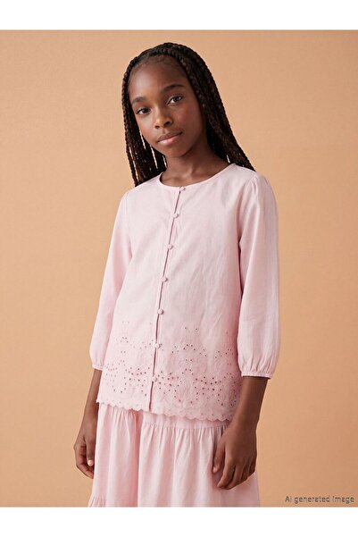 LC Waikiki Lcw Kids Pink Scallop Detailed Girls' Shirt