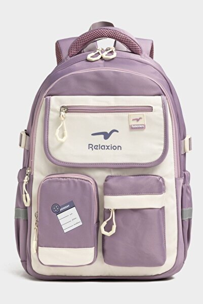 Relaxion Unisex School Backpack Travel Camping Daily Student Backpack School Bag 2469 Lila