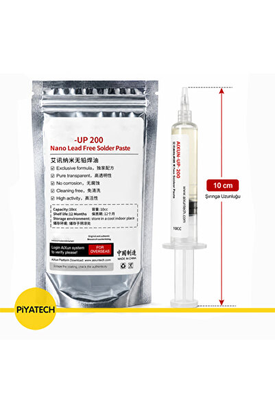 PİYATECH Nano Kurşunsuz Şeffaf Lehim Flux 10cc Şırınga 10 Cm sıvı flux